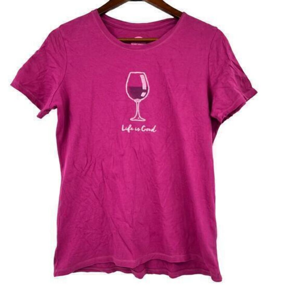 Life is Good pink wine glass classic fit short sleeve t-shirt crew neck medium